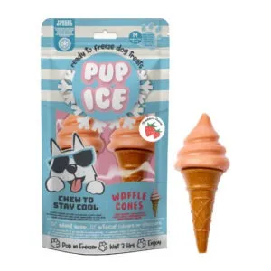PUP ICE Waffle Cone maasika jäätis koertele 2 tk