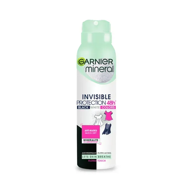 Deodorant Mineral Black-White-Color naistele, GARNIER, 150 ml