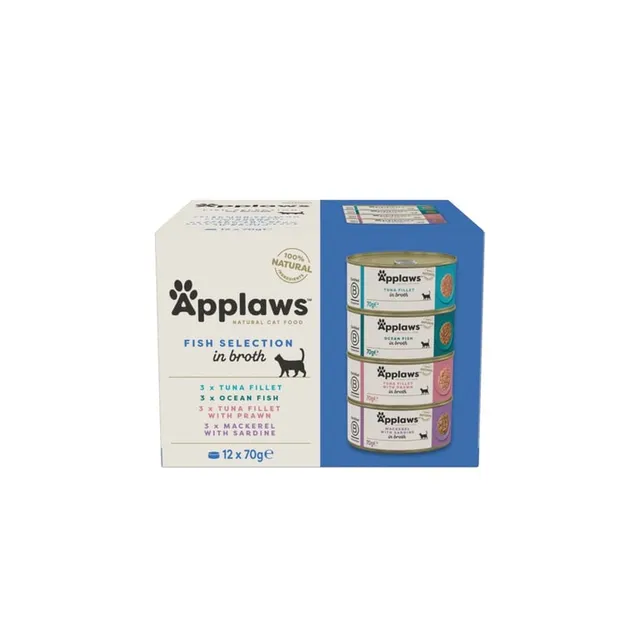 Applaws kassikonservide multipakk, kala kastmes, 12 x 70 g