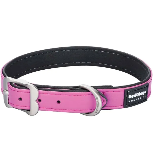 Kaelarihm koerale, nahast pehme polsterdusega Elegant Hot Pink (Red Dingo)