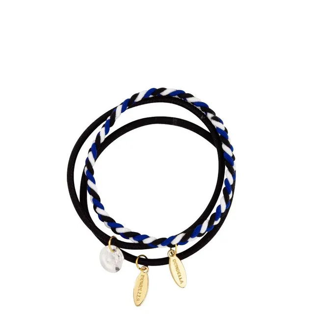 DONDELLA Premium Elastic Blue, Black & White Hair Ring x3