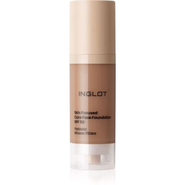 Inglot Skin Focused Care Face Foundation SPF 50 Väga hea katvusega jumestuskreem SPF 50 varjund Deep Amber 30 ml