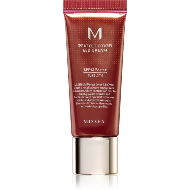 Missha M Perfect Cover BB kreem väga kõrge päikesekaitsefaktoriga väike pakk varjund No. 23 Natural Beige SPF 42/PA+++ 20 ml
