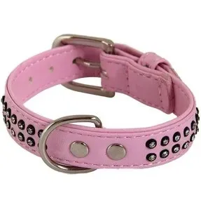 Kaelarihm koerale kaherealise strass-kivikestega Glamorous, roosa (Doogy)