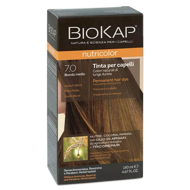 BIOKAP Nutricolor 7.0 Medium Blond Permanent Hair Dye 140ml