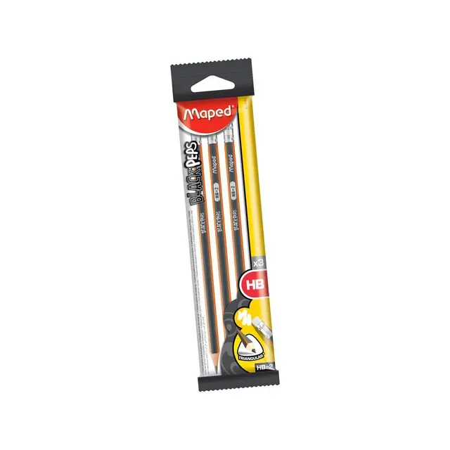Pliiats Black` Peps, MAPED, 3 tk