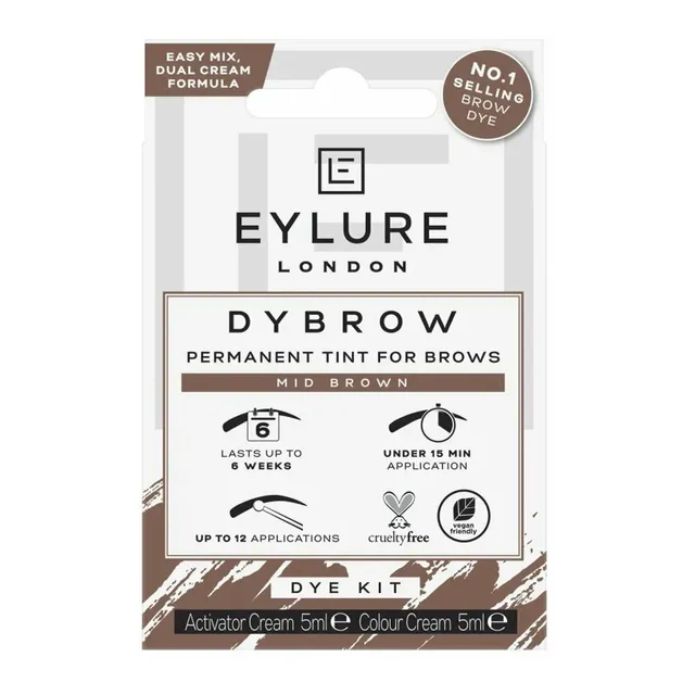 EYLURE Dybrow Permanent Tint For Brows Mid Brown komplekt