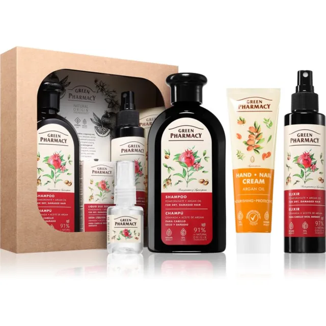 Green Pharmacy Argan Oil & Pomegranate Set Kinkekomplekt erakordselt kuivadele juustele