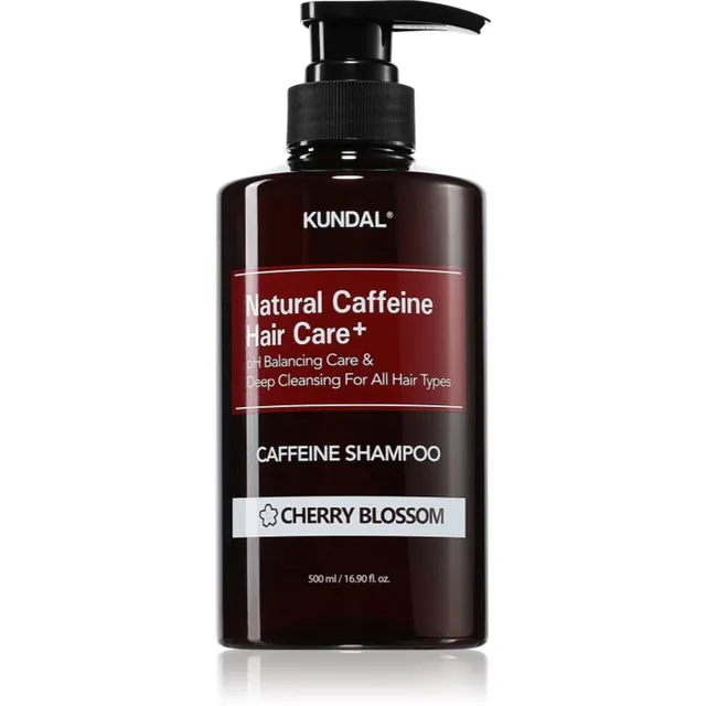 KUNDAL Caffeine Shampoo Cherry Blossom Looduslik šampoon juuste väljalangemise vastu 500 ml