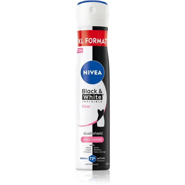 NIVEA Black & White Invisible Clear Pihustatav antiprespirant naistele 200 ml