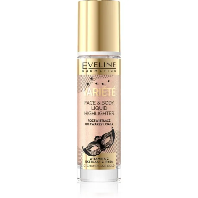 Eveline Cosmetics Variété Vedel esiletõstja näole ja kehale varjund 01 Sparkling Wine Gold 30 ml