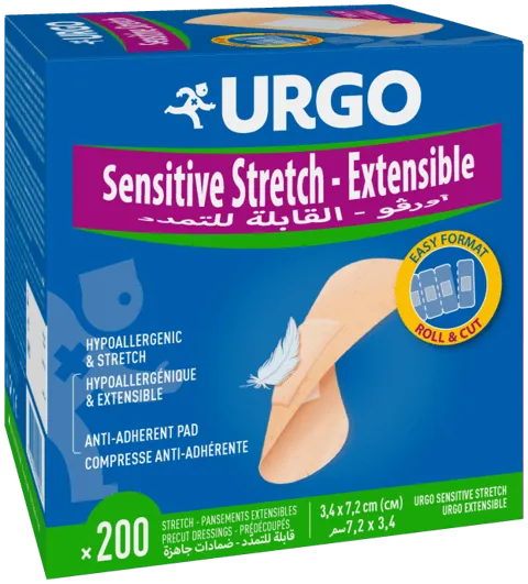 URGO SENSITIVESTRETCH PLAASTER 34X72MM NAHAVÄRVI N200