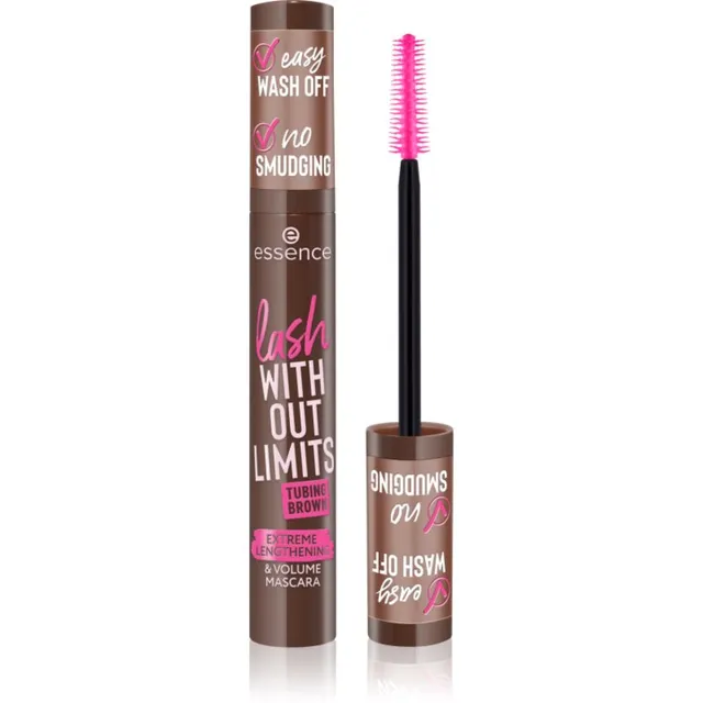 essence lash WITHOUT LIMITS TUBING Volüümi lisav ja tugevdav ripsmetušš varjund 05 Faux Real 13 ml