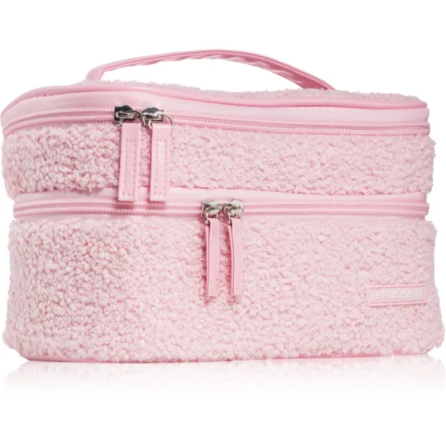 BrushArt Accessories Double-layered fluffy make-up bag Kahe lahtriga kott Light pink 1 tk