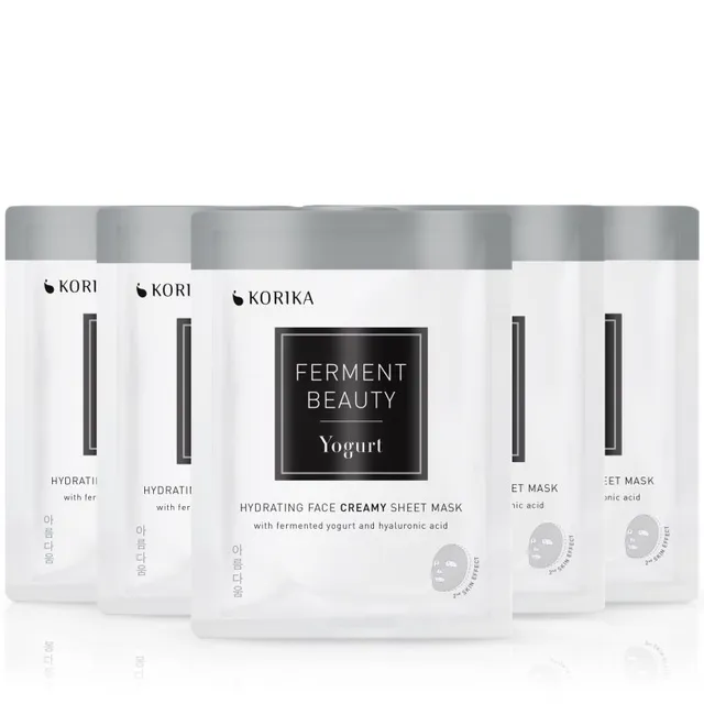 KORIKA FermentBeauty Set of 5 Hydrating Face Sheet Masks with Fermented Yogurt and Hyaluronic Acid näomask soodushinnaga