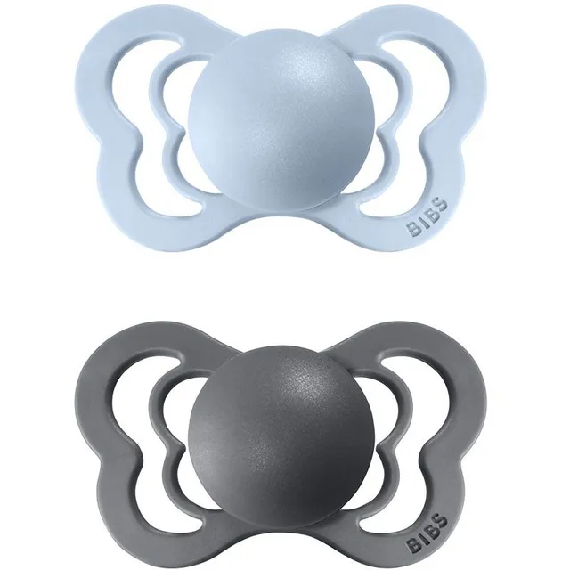 BIBS Couture Natural Rubber Size 1: 0+ months lutt Iron / Baby Blue 2 tk