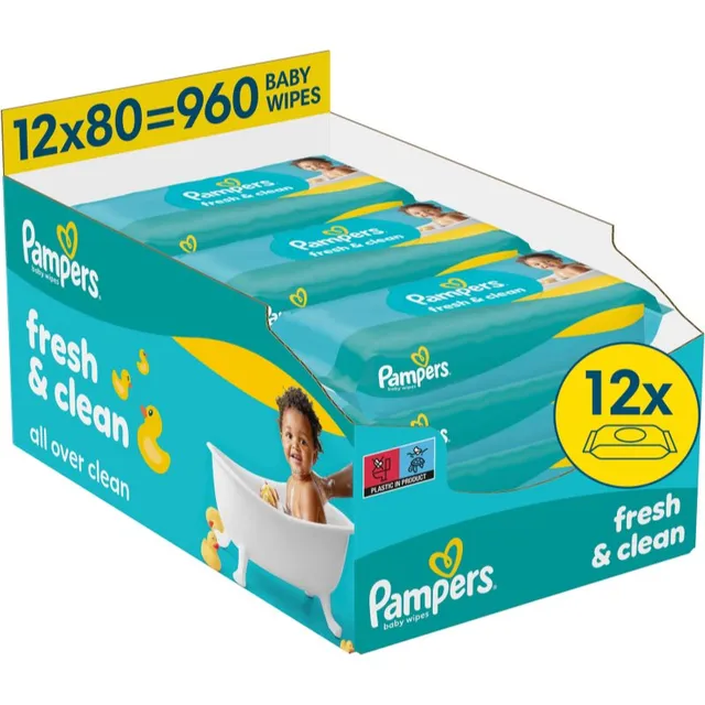 Pampers Fresh & Clean Niisked puhastusrätikud lastele 12x80 tk