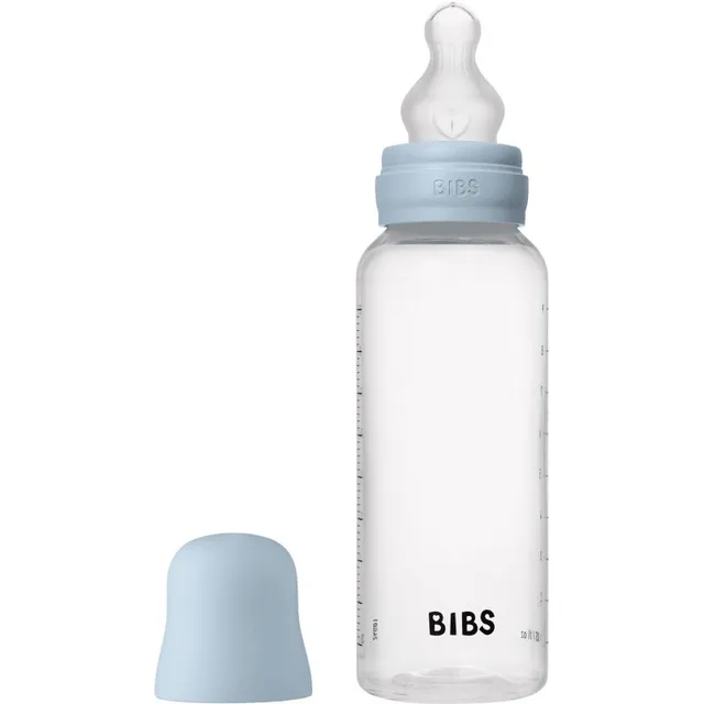 BIBS Anti-Colic Baby Bottle Silicone koolikuid ennetav pudel silikoonist lutiga Baby Blue 1 tk