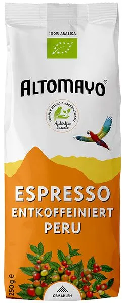 Jahvatatud kohv "Organic espresso", kofeiinivaba, ökoloogiline