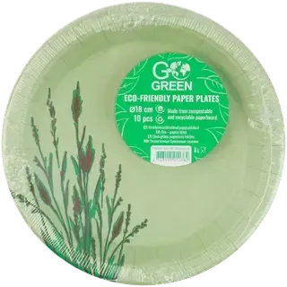 Papptaldrikud 18cm, GO GREEN, 10 tk