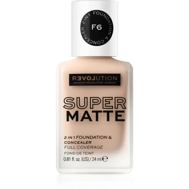 Revolution Relove Super Matte Foundation Kauapüsiv matistav jumestuskreem varjund F6 24 ml