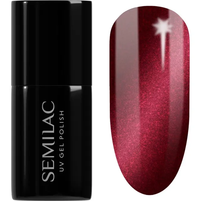 Semilac UV Hybrid Silk Effect Geelküünelakk UV / LED lambiga kasutamiseks varjund 467 Red Candle Flash 7 ml