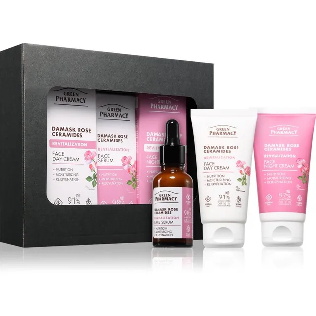 Green Pharmacy Damask Rose & Ceramides Set Kinkekomplekt laitmatu naha saavutamiseks
