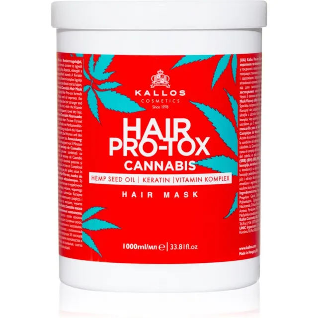 Kallos Hair Pro-Tox Cannabis Taastav juuksemask kanepiõliga 1000 ml