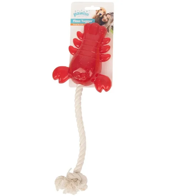 Maiustega täidetav koera mänguasi Lobster with Rope Treat Dispenser (Pawise)