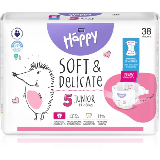 BELLA Baby Happy Soft&Delicate ühekordsed mähkmed kanalitega Junior 11-18 kg 38 tk