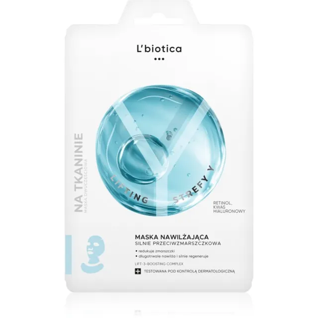 L’biotica Lifting Y Zone Niisutav näomask kortsudevastase toimega 1 tk
