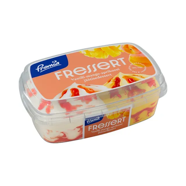 Vanilli- ja mango-koorejäätis aprikoositäidisega, PREMIA, 400 g
