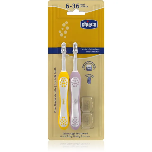 Chicco Toothbrush Set 6-36m Laste hambahari Lilac-Mustard 6-36m 2 tk