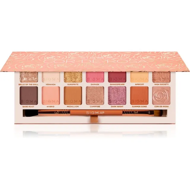 Sigma Beauty Cor-de-Rosa Eyeshadow Palette Lauvärvipalett koos pintsliga / harjaga 16.24 g