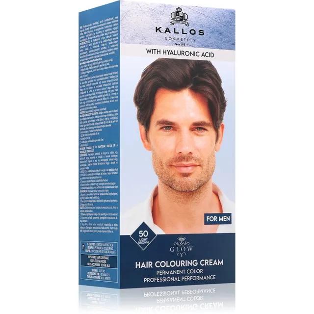 Kallos Glow Lasting Cream Colour Püsijuuksevärv meestele varjund Light Brown 60 ml