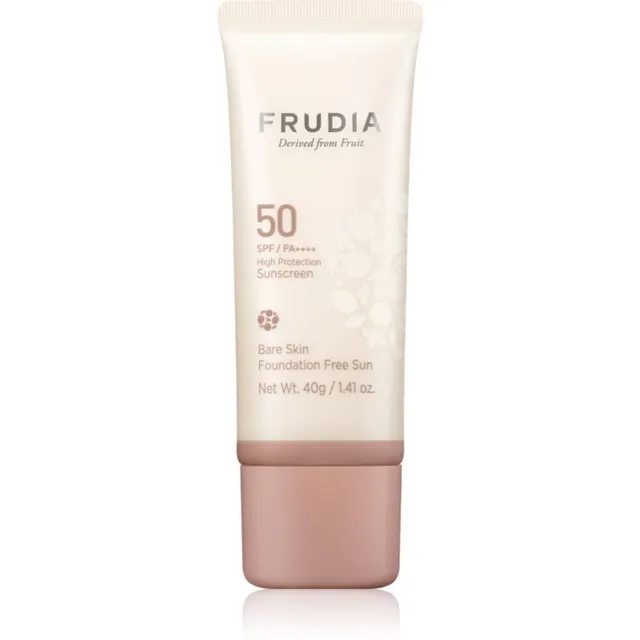 Frudia Sun Bare Skin Foundation Mineraalne kaitsev näovedelik ühtlase nahatooni jaoks SPF 50 40 g