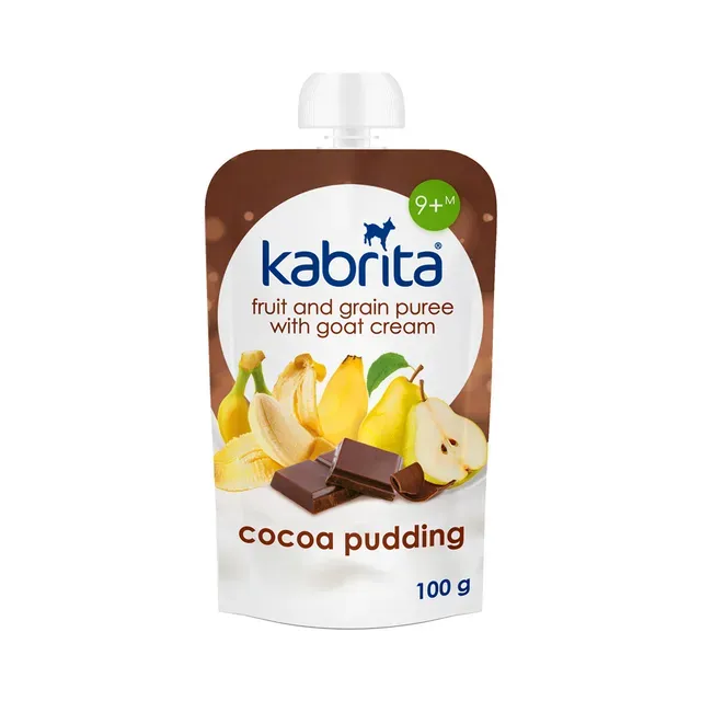 Kakaopuding puuvilja, tervailja ja kitsepiimakreemiga 9k, KABRITA, 100 g