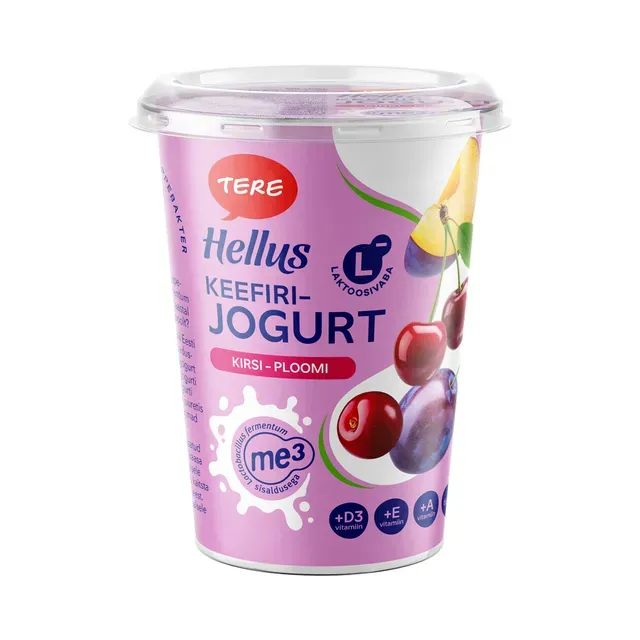 Keefirijogurt kirsi-ploomi, HELLUS, 380 g
