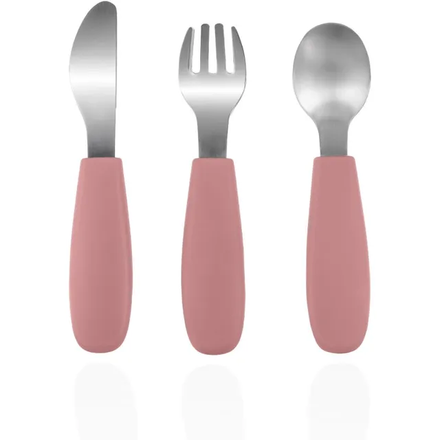 Zopa Silicone Children's Cutlery söögiriistad lastele 6 m+ Old Pink 3 tk