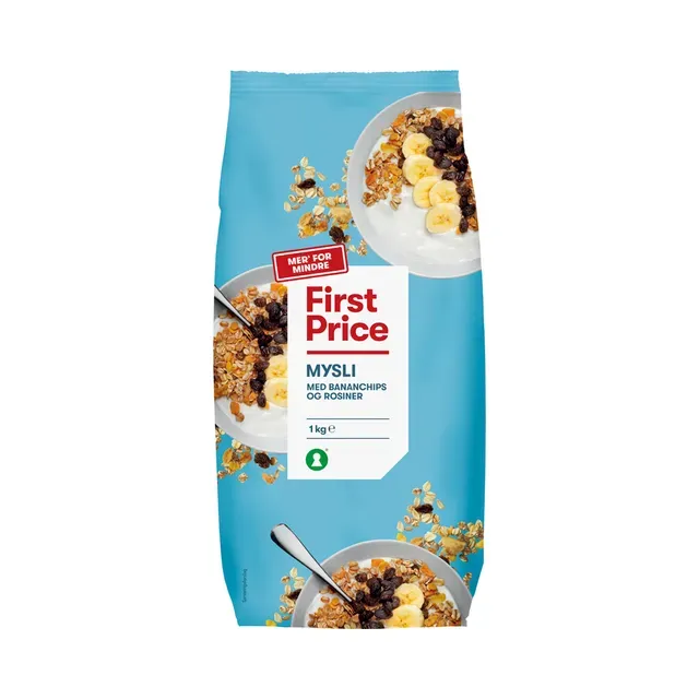 Müsli banaanikrõpsude ja rosinatega, FIRST PRICE, 1 kg