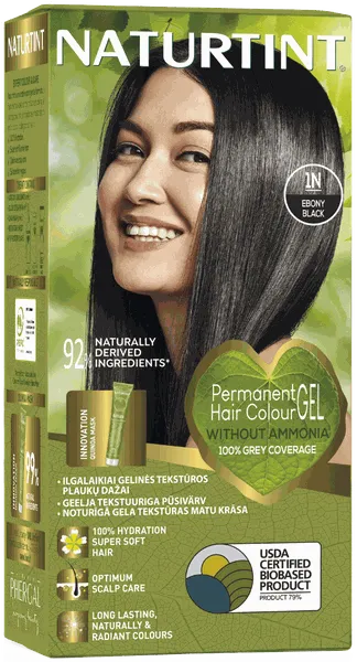 NATURTINT® kauapüsiv ammoniaagivaba juuksevärv, EBONY BLACK 1N