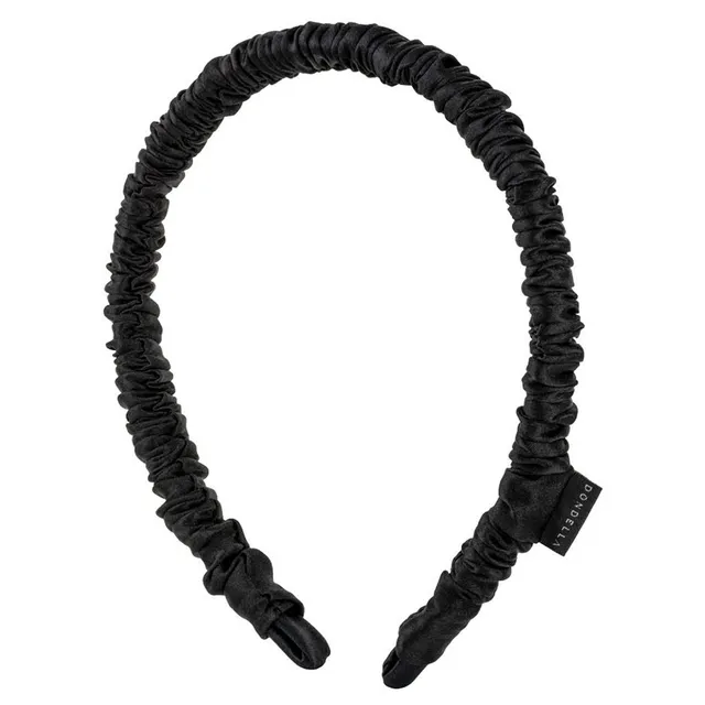 DONDELLA Luxury Silk Headband Black (1.5cm)