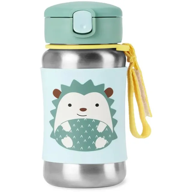 Skip Hop Spark Style Straw Bottle roostevabast terasest veepudel kõrrega Hedgehog 12 m+ 1 tk