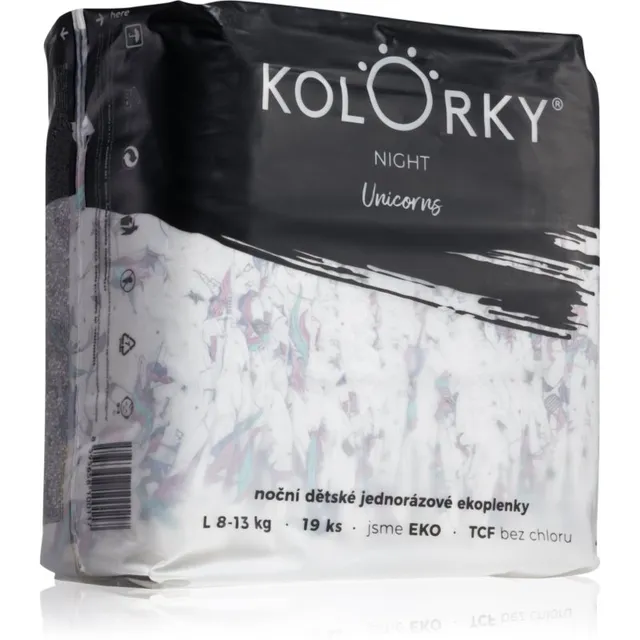 Kolorky Night Unicorn ühekordselt kasutatavad ökomähkmed kompleksseks öiseks kaitseks suurus L 8-13 Kg 19 tk