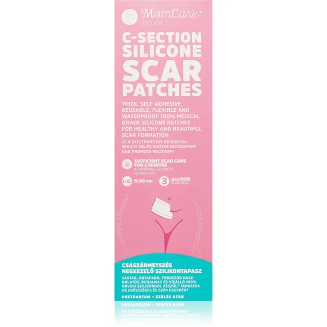 MomCare by Lina C-Section Silicone Scar Patches silikoonplaastrid keisrilõikearmidele suurus L-XL 5 x 20 cm 3 tk