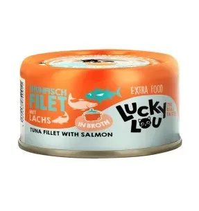 Lucky Lou Extra Food tuunikala filee ja lõhe puljongis, konserv kassile 70 g