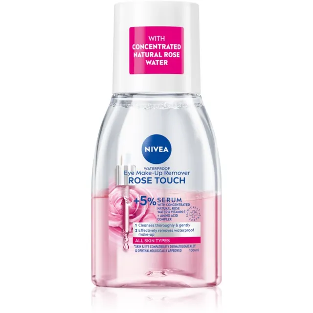 NIVEA Rose Touch Kahefaasiline meigieemaldaja silmade piirkonnale 100 ml