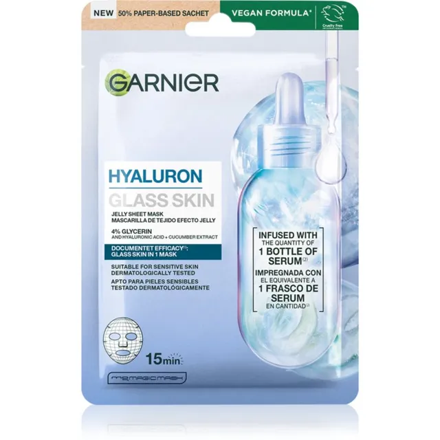 Garnier Hyaluron Glass Skin Niisutav näo lehtmask 27 g