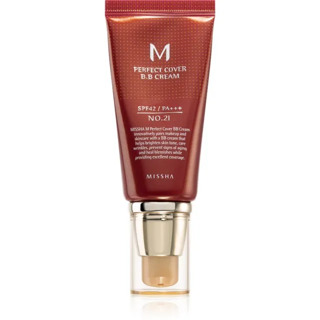 Missha M Perfect Cover BB kreem tugev päikesekaitse varjund No. 21 Light Beige SPF42/PA+++ 50 ml