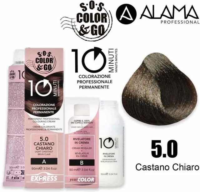 Alama SOS Color & Go Set Professional 10 Min Colouring Cream 5.0 Light Chestnut